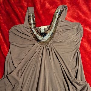 New Finesse Sleeveless Blouse/Sequin/Brown
